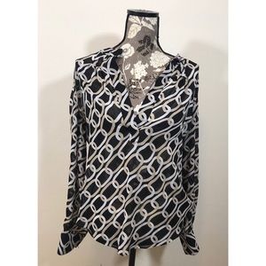 NWOT NY & COMPANY black, white, and tan blouse